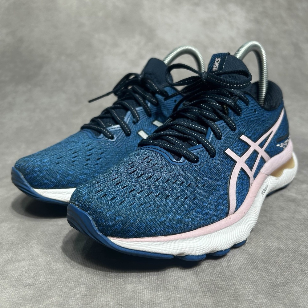 ASICS Gel-Nimbus 24 Running Shoes Womens Size 6.5 Blue Pink FF Blast+ 1012B201